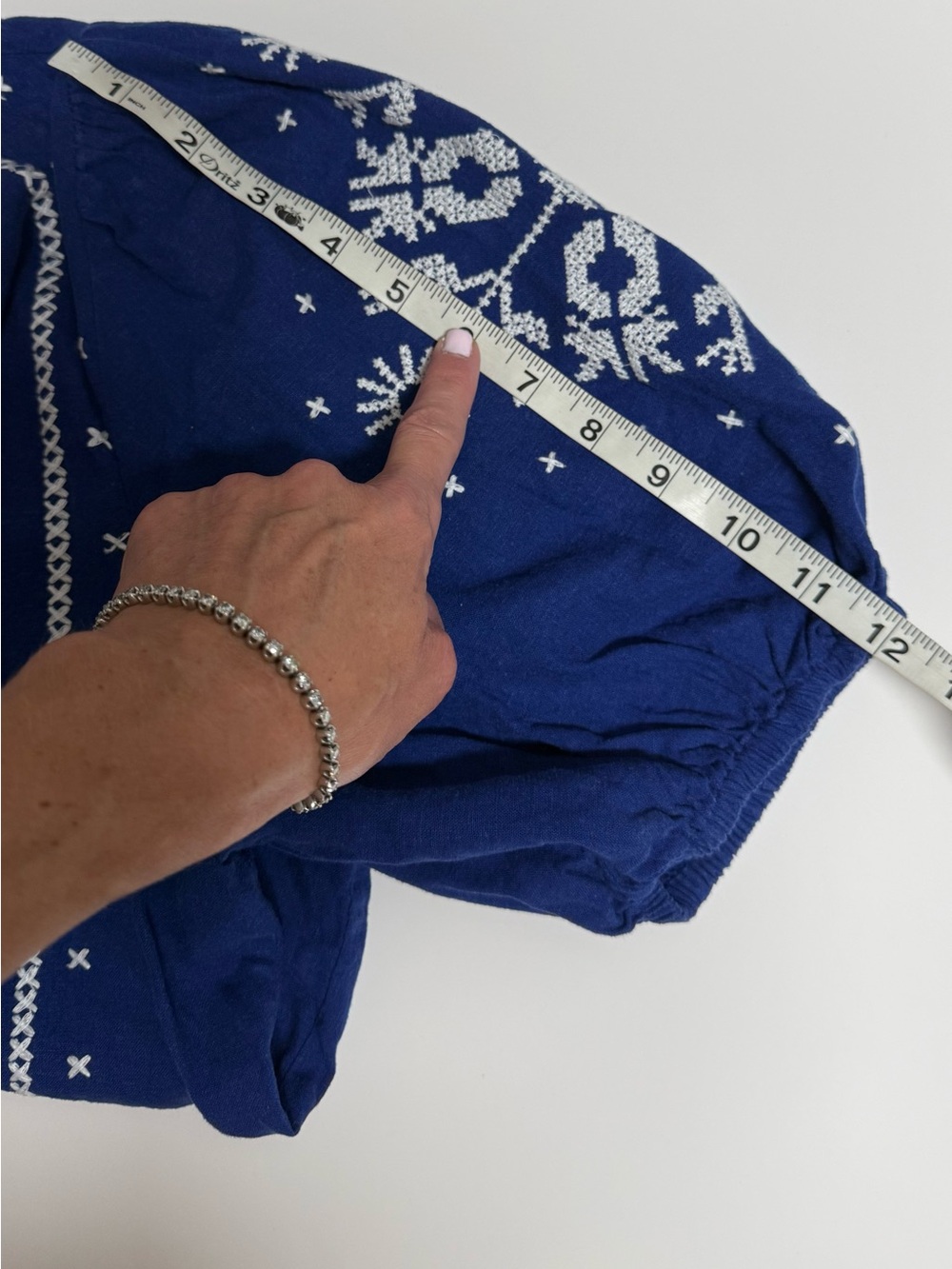 Farm Rio- Blue Embroidered Short-Sleeve Button-Up Shirt - Picture 7 of 16